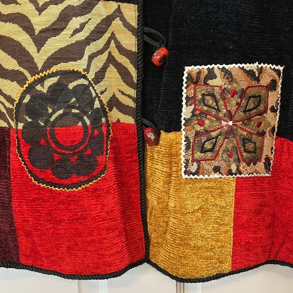 Vtg Allure Boutique Patchwork Painted Design Cord… - image 2